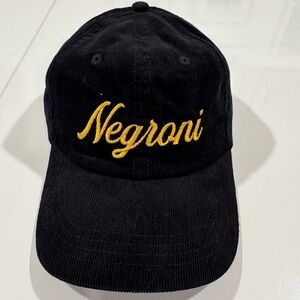 Black Corduroy Cap with Gold Negroni Embroidery